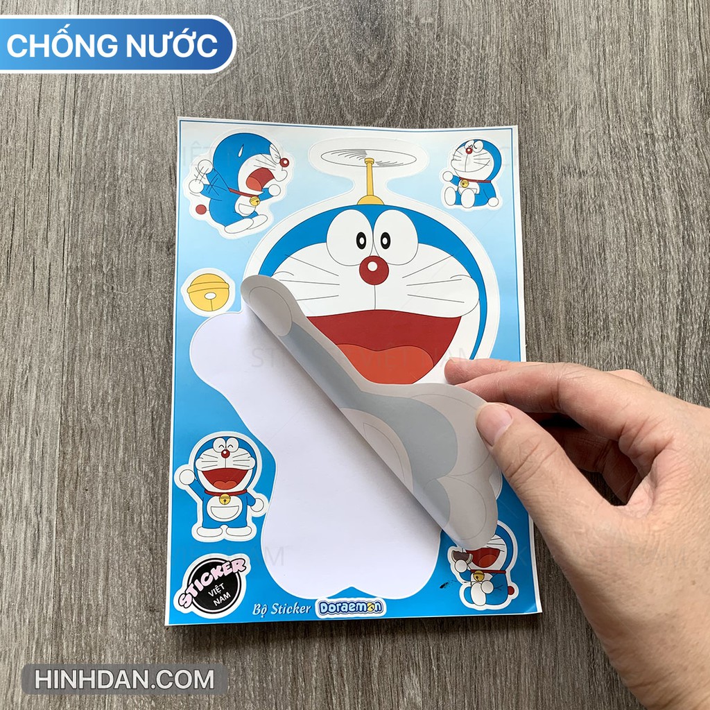 sticker Doraemon kích thước lớn chống nước dán trang trí xe, đàn guitar, laptop, tủ, góc học tập