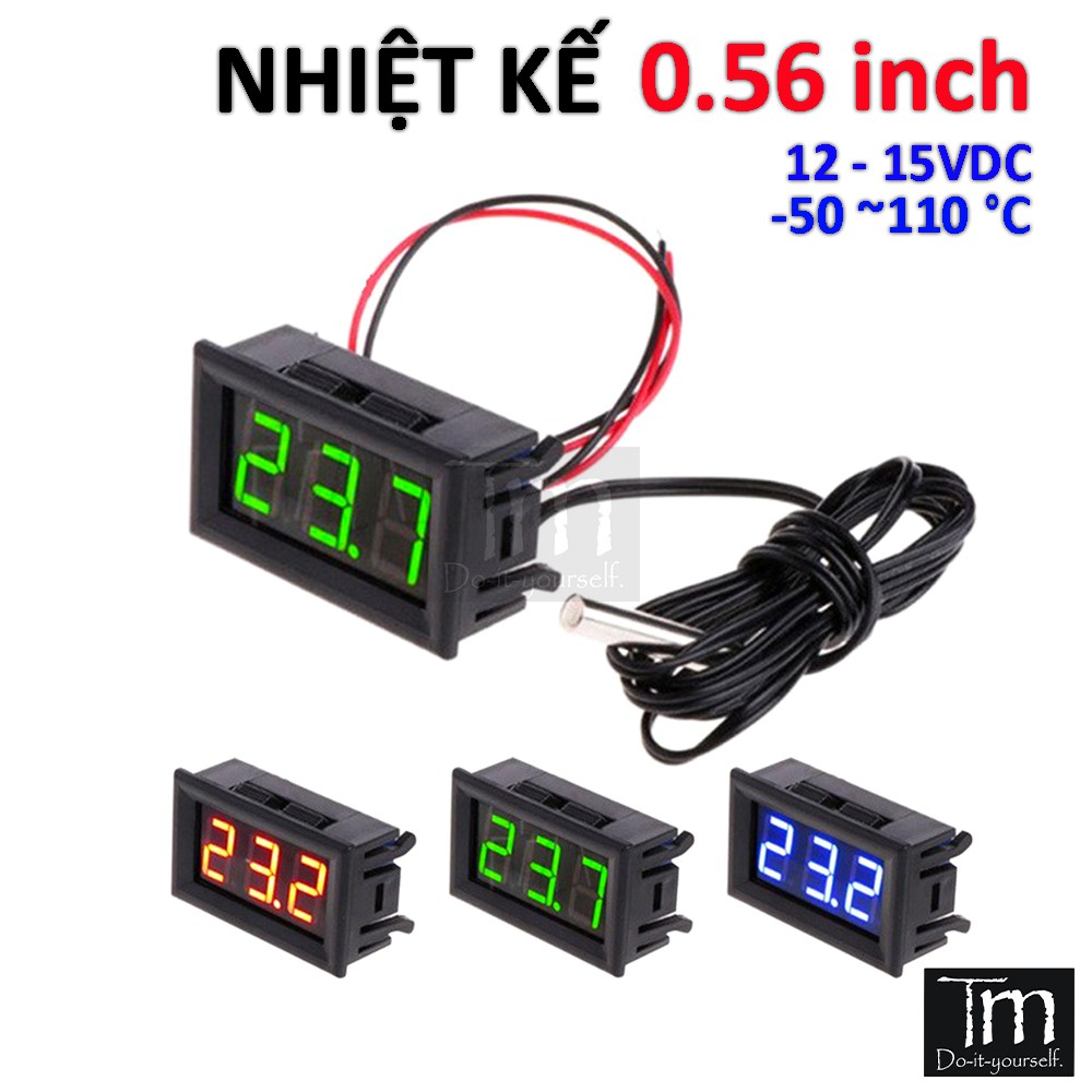 Nhiệt Kế Đồng Hồ Đo Nhiệt Độ Led 12V