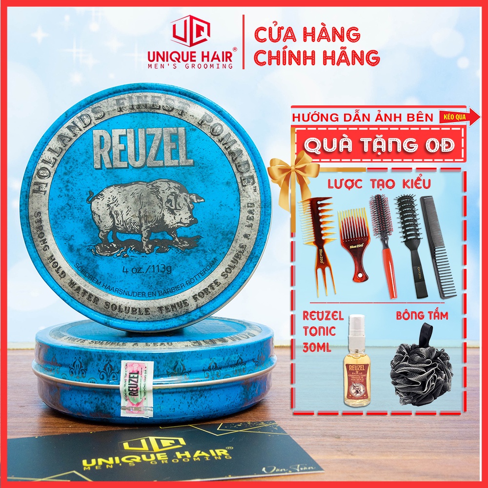 [CHÍNH HÃNG STORE HÀ NỘI] Pomade vuốt tóc gốc nước Reuzel Pomade Blue - 113g - nhập khẩu Hà Lan