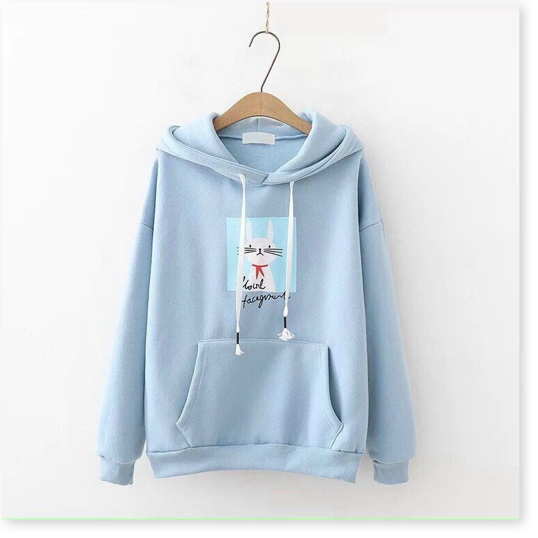 ÁO HOODIE NỮ PHỐI MÈO KHĂN QUÀNG ĐỎ CUTE QUÁ TRỜI