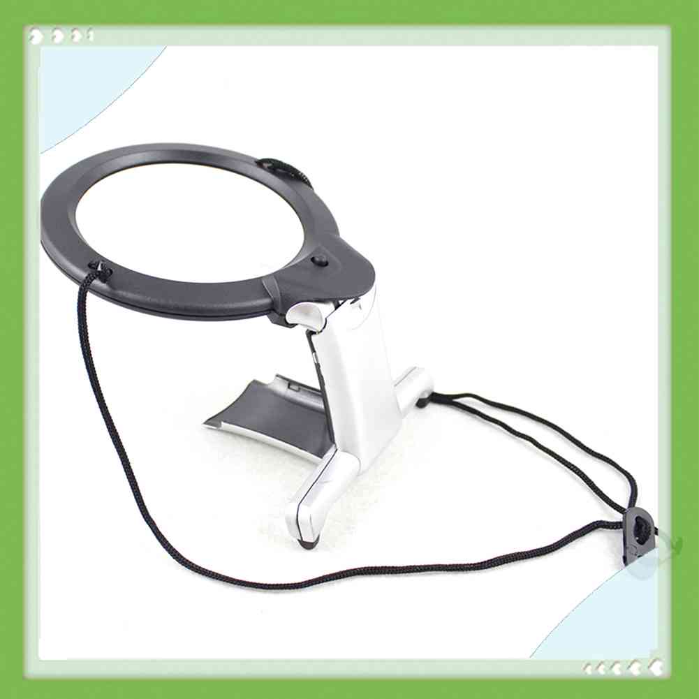 Kính Lúp Đeo Cổ Có 2 Đèn LED Dùng Đọc Sách