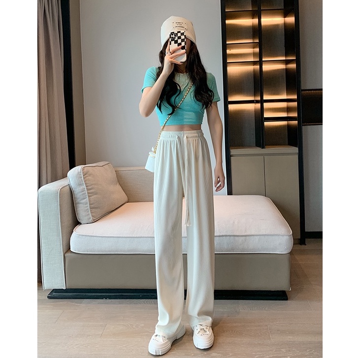 Quần ống rộng Lưng Cao Kiểu Hàn Quốc