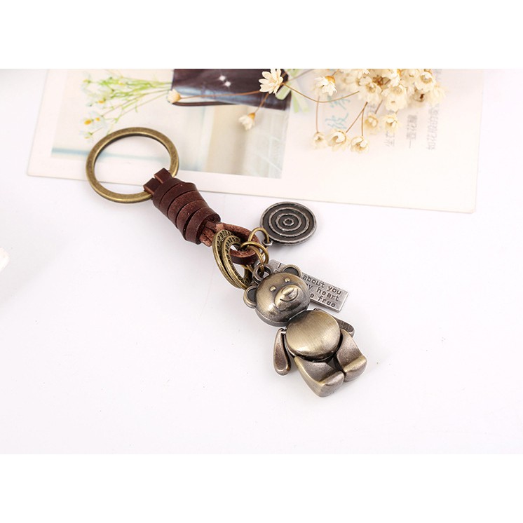 Móc khóa nữ Handmade Vintage phong cách cổ điển K72 cá tính móc chìa khóa hình gấu Bear Keychain đáng yêu Chammart