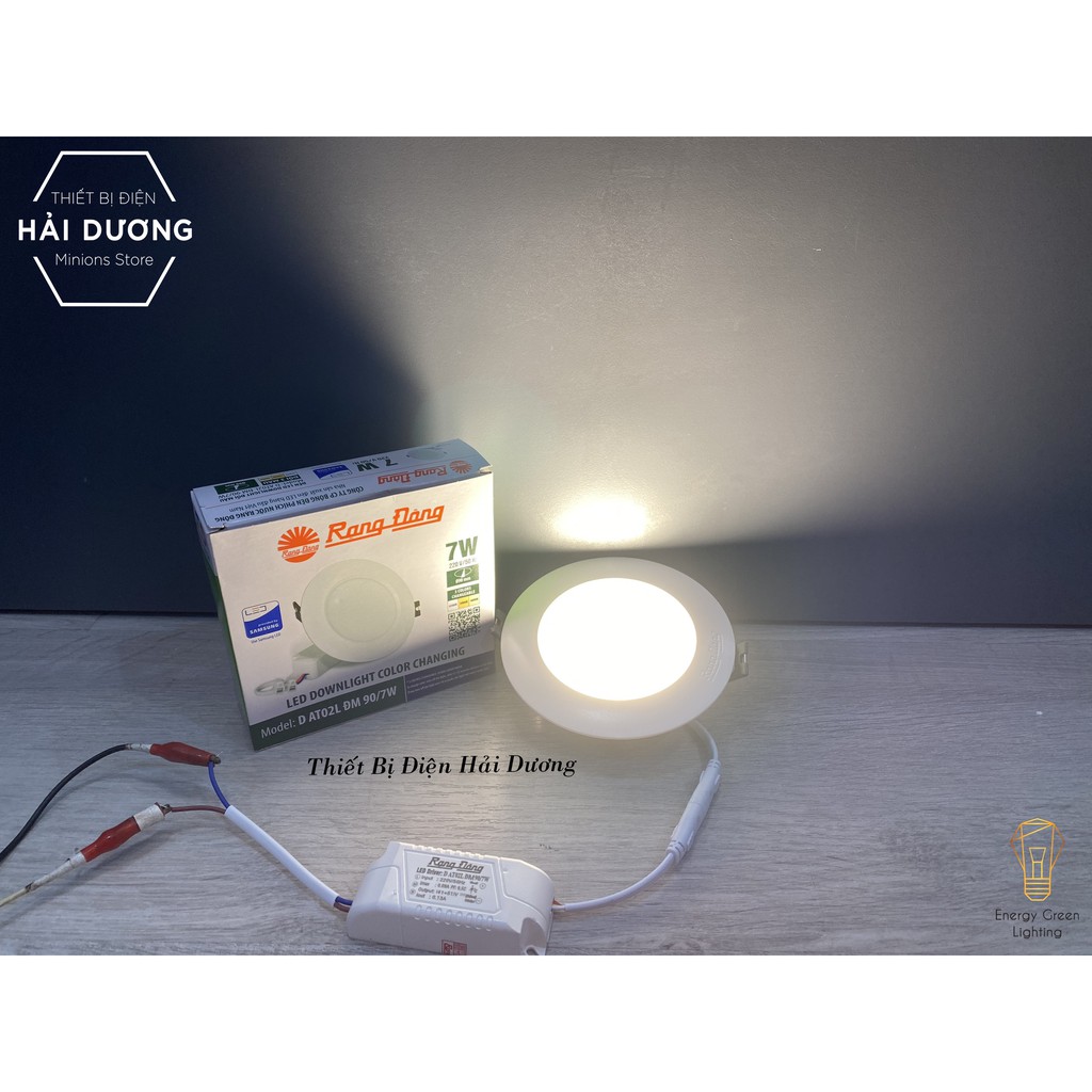 Đèn LED Downlight Âm Trần Đổi Màu Rạng Đông D AT02L ĐM 90/7W 3 Chế Độ Sáng Trắng Vàng Trung Tính