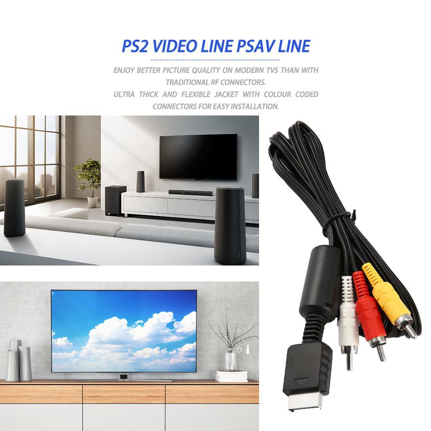 RCA Dây Cáp Av Dài 1.8m Dùng Cho Máy Chơi Game Ps2