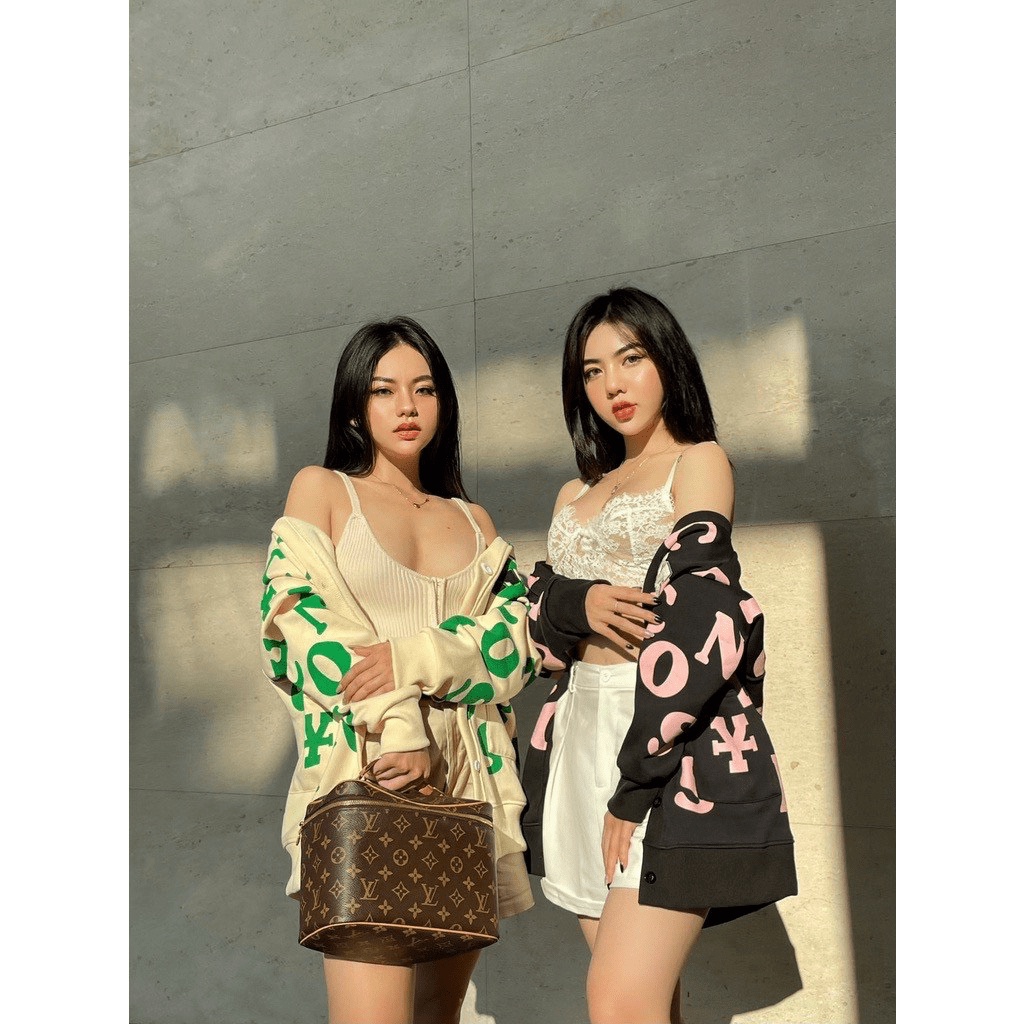 Áo Khoác Cardigan Nữ Phối Họa Tiết Chữ ĐẸp Cá TÍnh Sành Điệu  Phong Cách Mới