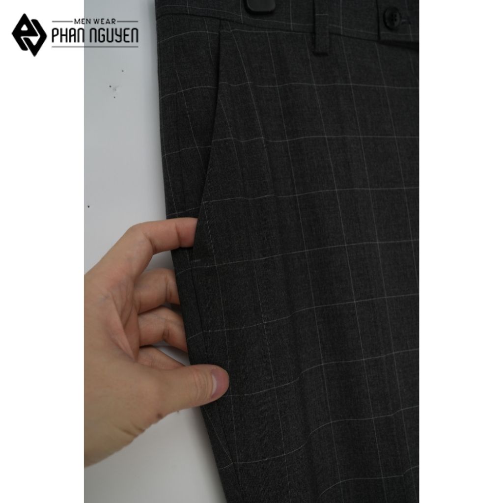Quần vải công sở nam PHAN NGUYỄN form slimfit tôn dáng, họa tiết kẻ caro trẻ trung phù hợp nhiều lứa tuổi QVL.658-659