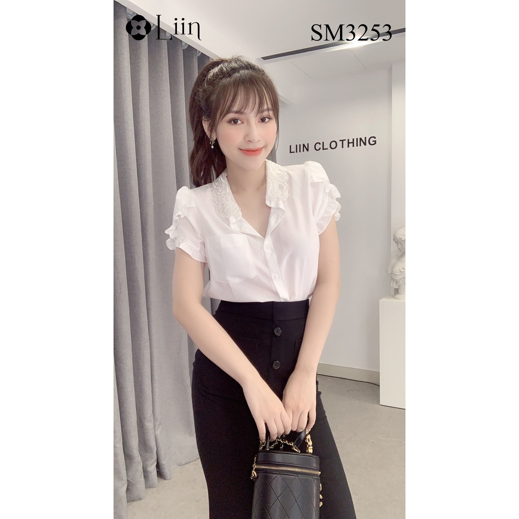 Áo sơ mi nữ màu Trắng Cộc Tay Bèo form thoải mái, dễ phối đồ Liin Clothing SM3253 | BigBuy360 - bigbuy360.vn