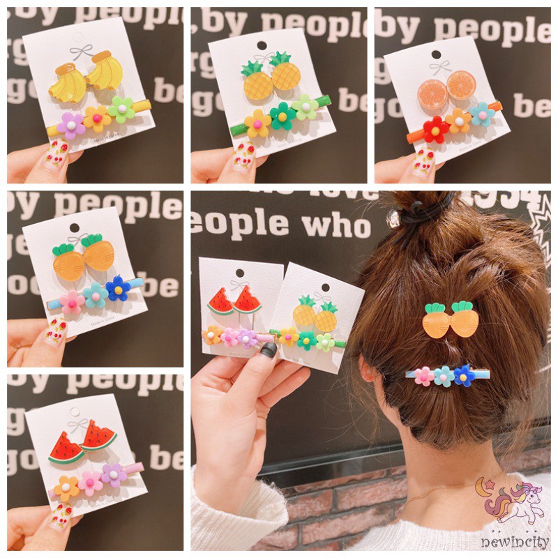 Set 2 Kẹp Tóc Màu Cầu Vồng Phong Cách Hàn Quốc Cho Bé Gái