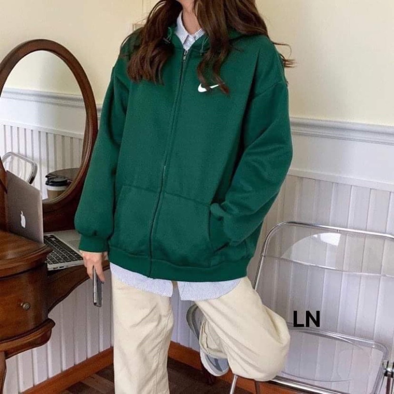 Áo khoác nỉ cotton rêu phẩy LN12