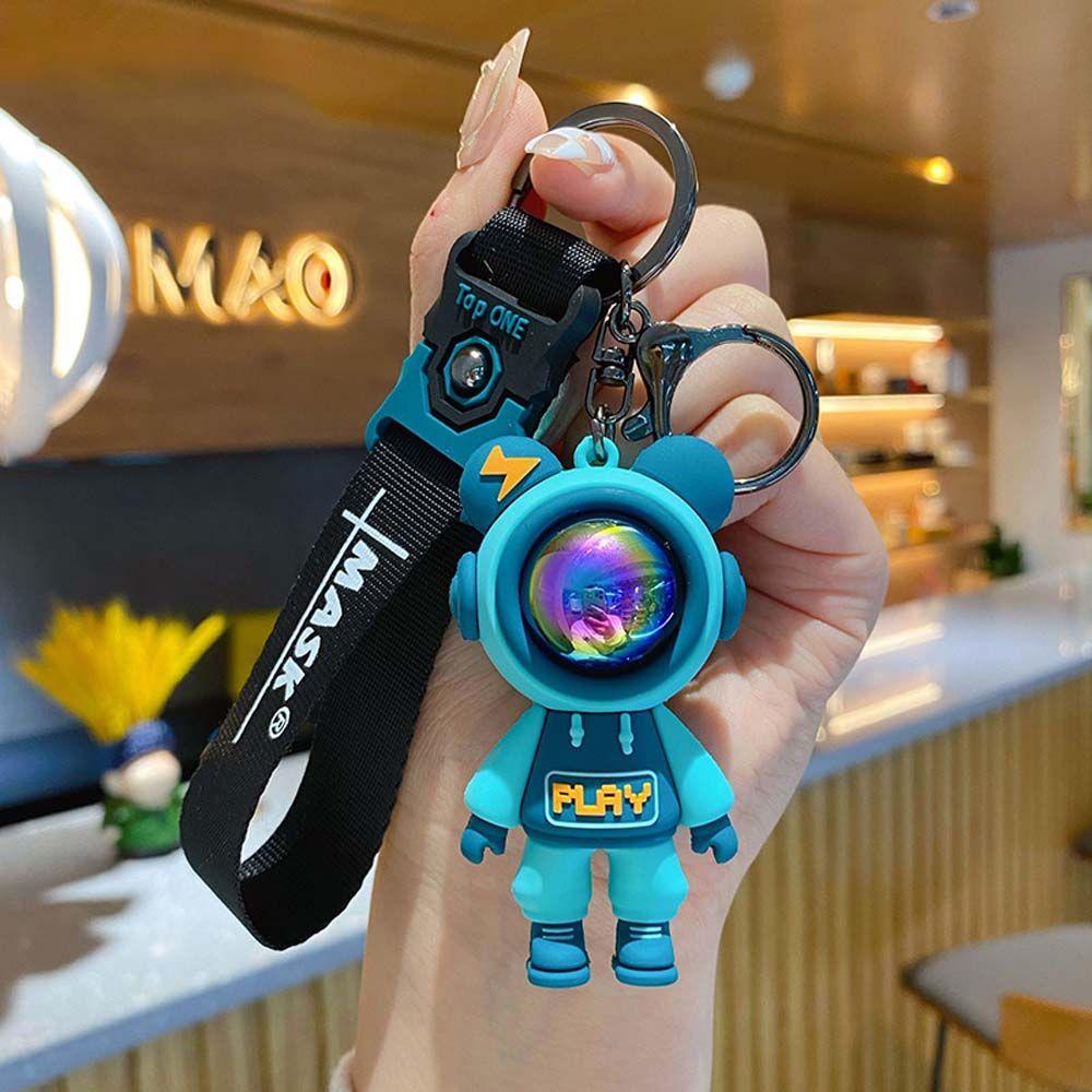 Móc Chìa Khóa Xe Hơi Bằng Silicon Hình Gấu Màu Đen Dễ Thương