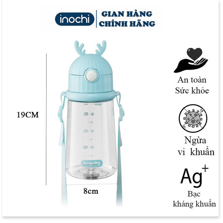 Bình Nước Cho Bé - Bình Sữa Có Ống Hút - Bình Tập Uống Nước Cao Cấp Goki Zuzu 450ml Inochi