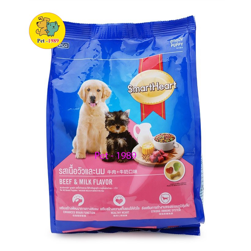 [Mã 159FMCGSALE giảm 8% đơn 500K] Thức ăn cho chó con Smartheart Puppy Vị Thịt Bò & Sữa 1.5kg < Pet-1989 >