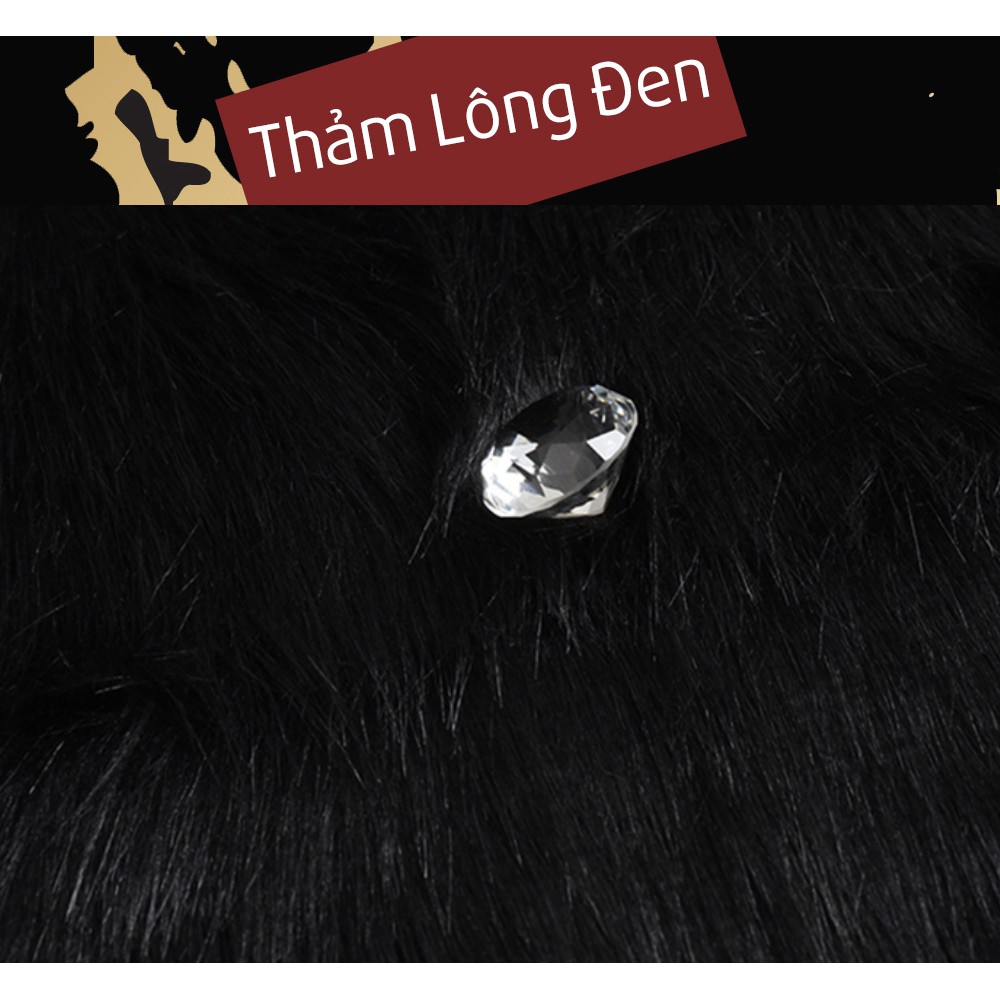 Thảm lông màu đen [THẢM LÔNG DÀY] kích thước 1m x 50cm