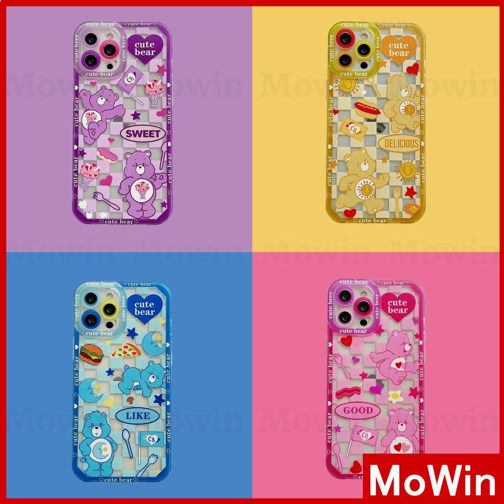 Ốp điện thoại silicon mềm góc vuông in hình gấu thích hợp cho Iphone 13promax xr 7 8 s 12promax x xs max plus 7plus 8