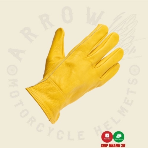 Găng tay da Raw, găng tay bảo hộ đi xe máy chất liệu da thật màu vàng - Arrowshop.vn