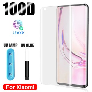 UV Kính Cường Lực Bảo Vệ Màn Hình Kèm Phụ Kiện Cho Xiaomi Mi 14 13 11 12 12X 10 Ultra Note 10 Lite CC9 Pro Civi 3 2 Redmi Note 13 Pro Plus 5G
