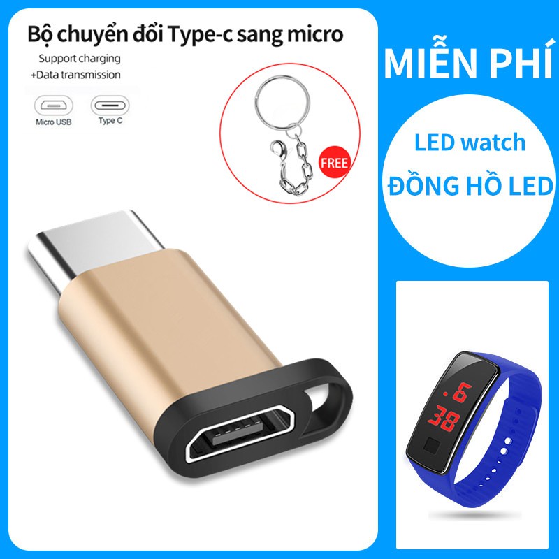 【Miễn phí Đồng hồ led】Cổng chuyển micro USB sang Type C