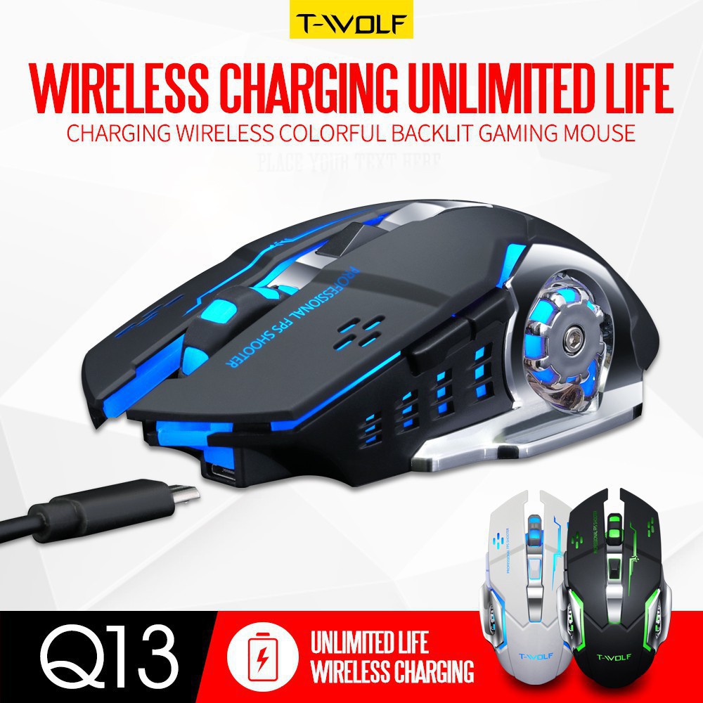 UPUPIN Chuột không dây gaming Led wireless 2.4GHz laptop Tự động đổi màu sắc chuột chơi game không dây