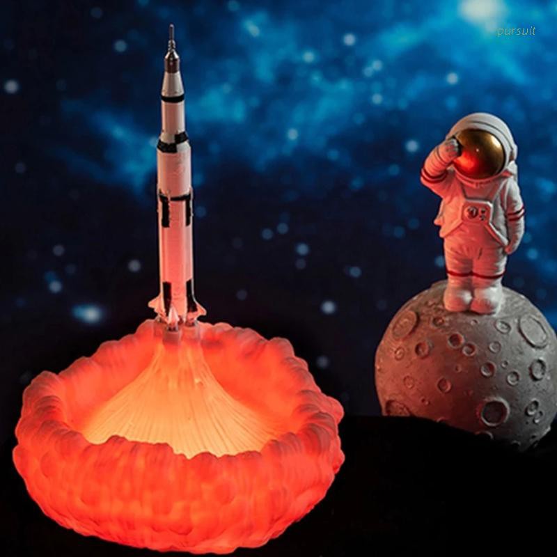 pur/ Newest Dropshipping 3D Print Space Shuttle Lamp Rechargeable Night Light For Space Lovers Moon Lamp as Room Decoration