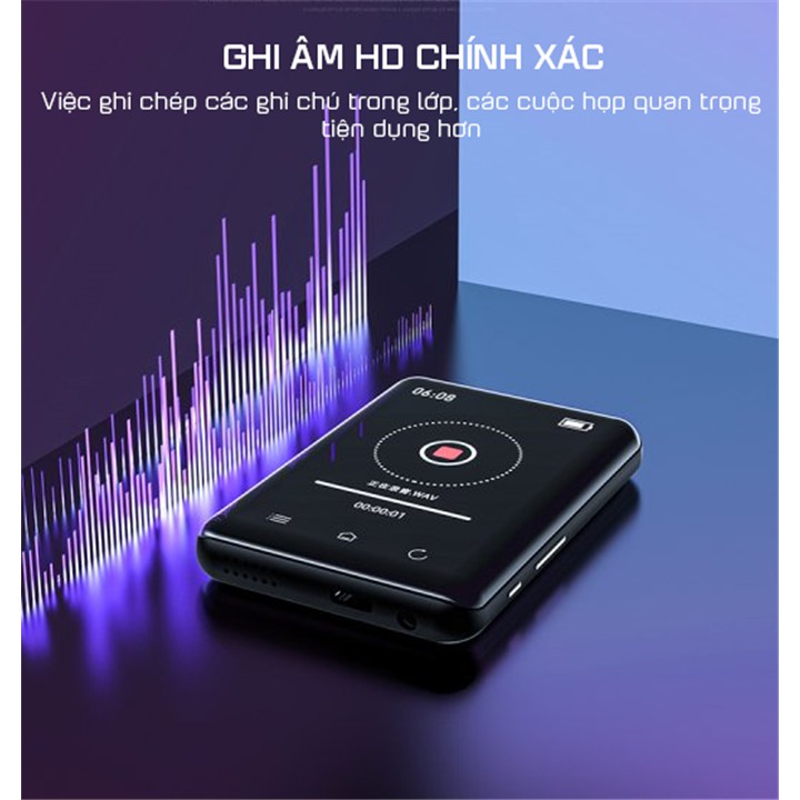 [HÀNG CHÍNH HÃNG] MÁY NGHE NHẠC XEM PHIM MÀN HÌNH CẢM ỨNG BLUETOOTH RUIZU D66 BỘ NHỚ 16GB