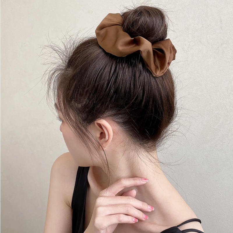 Dây Buộc Tóc Vải Satin Màu Nâu Đơn Giản Thời Trang Hàn Quốc Cho Nữ