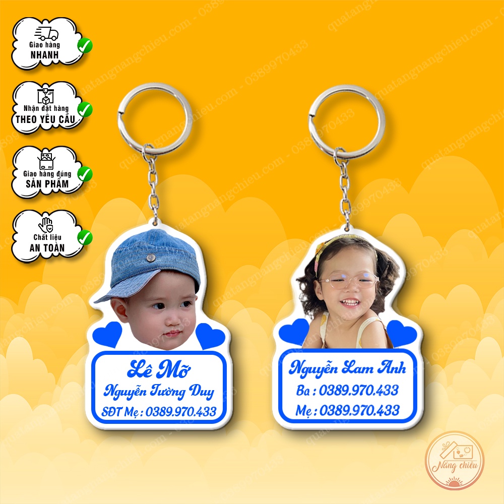 Móc khóa chibi cắt ghép mặt con yêu, phụ kiện treo xe, trang trí, quà tặng sinh nhật , kỉ niệm , chất liệu mica