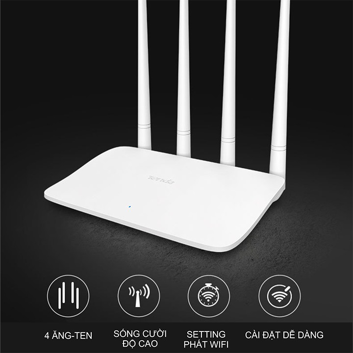 Router Wifi 4 râu F6 tenda 4 cổng Lan cột sóng 5 dBi có app quản lý - Bảo hành 12 tháng