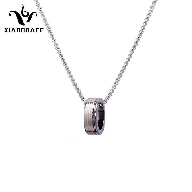 XiaoboACC Dây Chuyền Bằng Thép Titan INS Phong Cách Hàn Quốc Hip Hop Mặt Dây Dạng Chiếc Nhẫn Độc Đáo