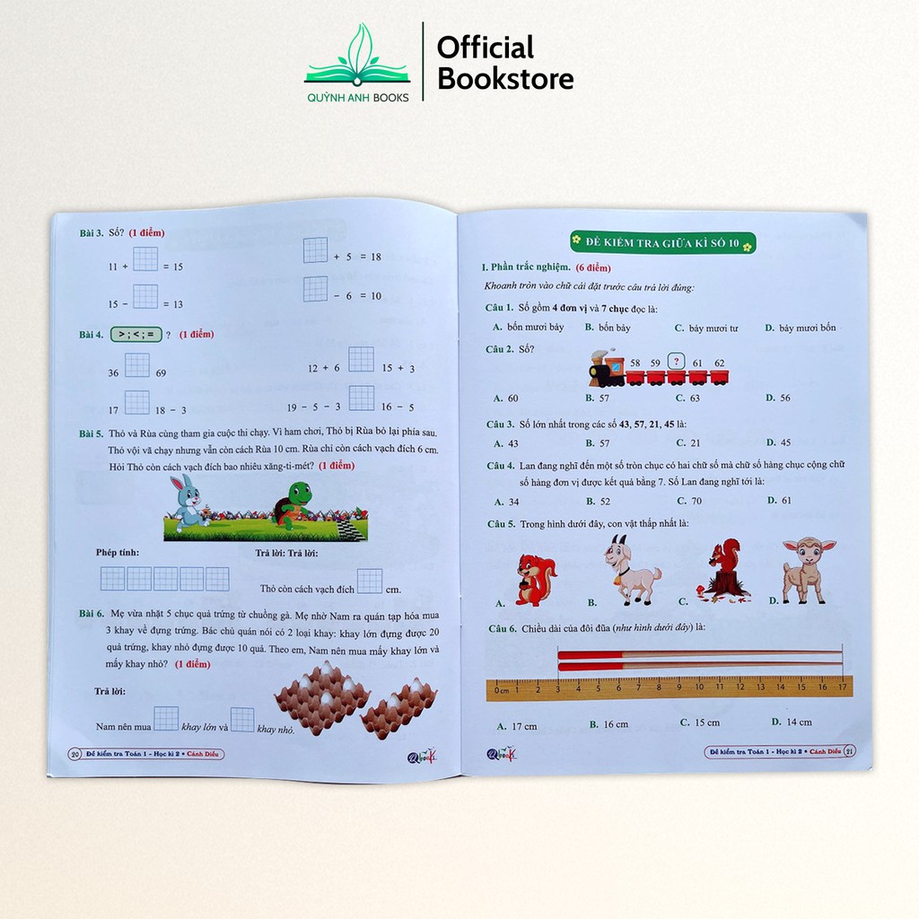 Sách - Combo Đề kiểm tra toán và tiếng việt lớp 1 học kỳ 2 (Cánh diều) - NPH Qbooks