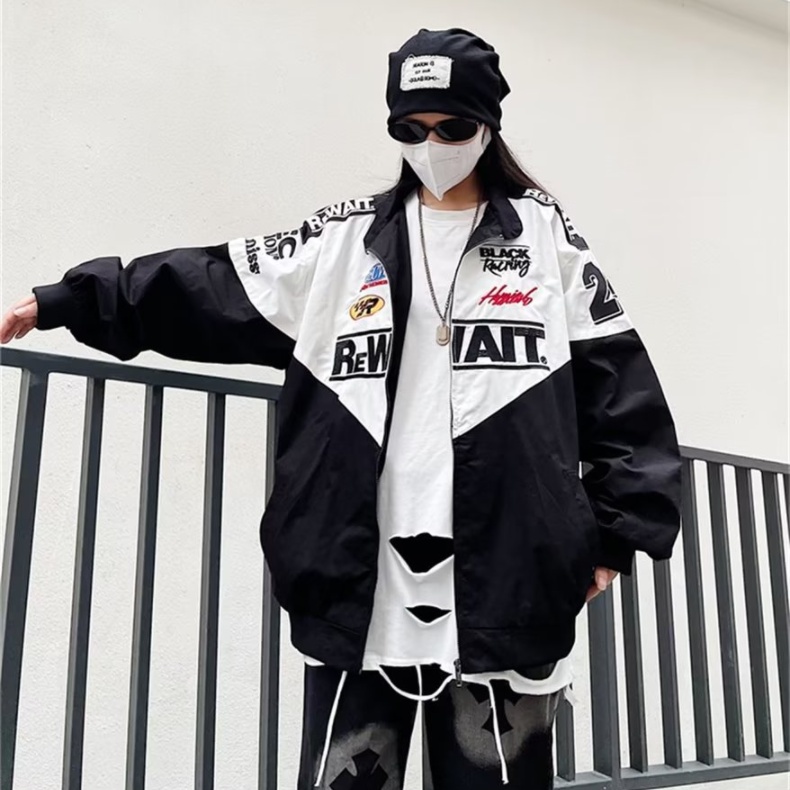 Áo khoác nam áo khoác bóng chày thêu chữ phong cách phong cách Hàn Quốc thời trang nam nữ áo khoác bóng chày áo khoác biker unisex vải đôi