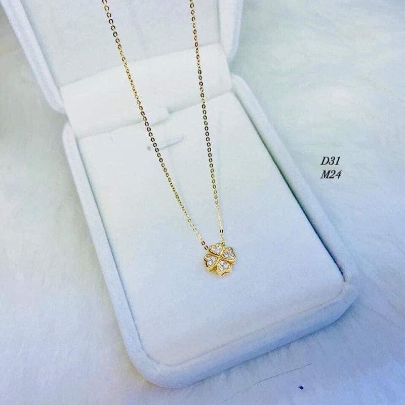 Charm 4 lá đá vàng tây10k xuyên mix vòng hoặc làm mặt dây chuyền size 8-10li