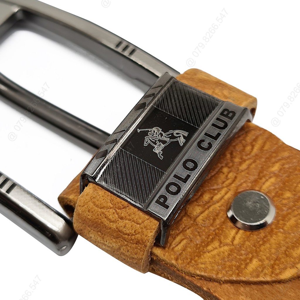 Thắt lưng da bò nam bản thô DHM-035 | Đầu khoá kim nguyên khối màu trắng sang trọng | Bảo hành 12 tháng