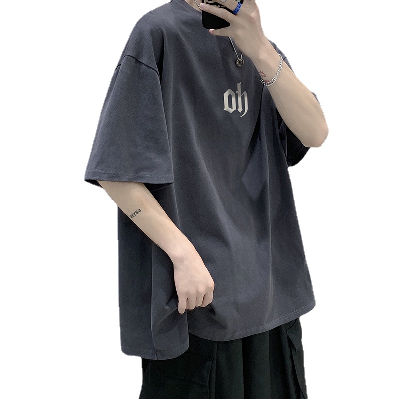 Áo Thun Tay Ngắn Dáng Rộng In Chữ Phong Cách Nhật Bản Thời Trang Mùa Hè Cho Nam