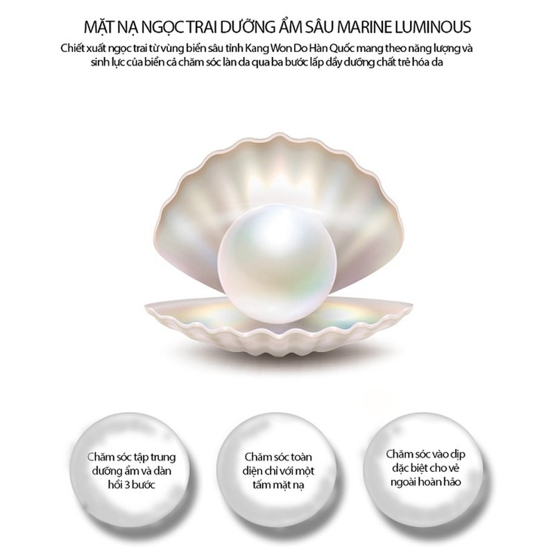 [CHÍNH HÃNG] Hộp 10 Miếng Mặt Nạ Ngọc Trai 3in1 JM Solution Marine Luminous Pearl Deep Moisture Mask 10x30ml