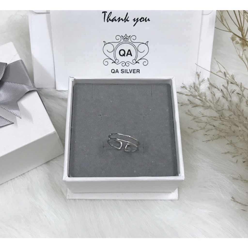 Nhẫn bạc 2 tầng nữ đốt trúc tối giản S925 LAYER Silver Ring QA SILVER RI220403