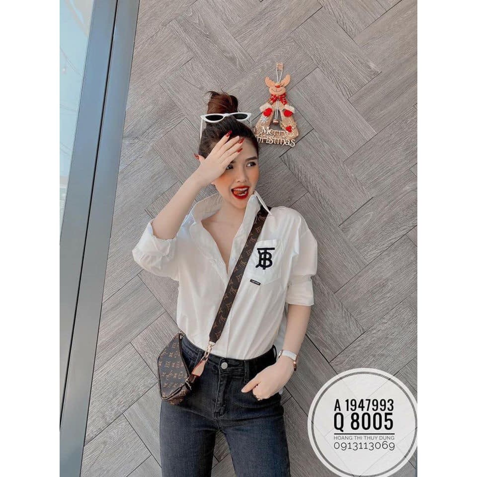 Áo sơ mi trắng 🍓🍓áo sơ mi nữ đi học, thêu chữ TB, stye ulzzang, áo unisex, vải kate thái mềm mát, KPI