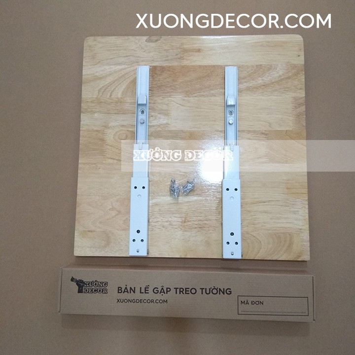 Bộ bàn gấp treo tường cho nhà bếp 40x40cm dầy 18mm , 2 mẫu bản lề gập chịu lực 40k và 50kg-70kg