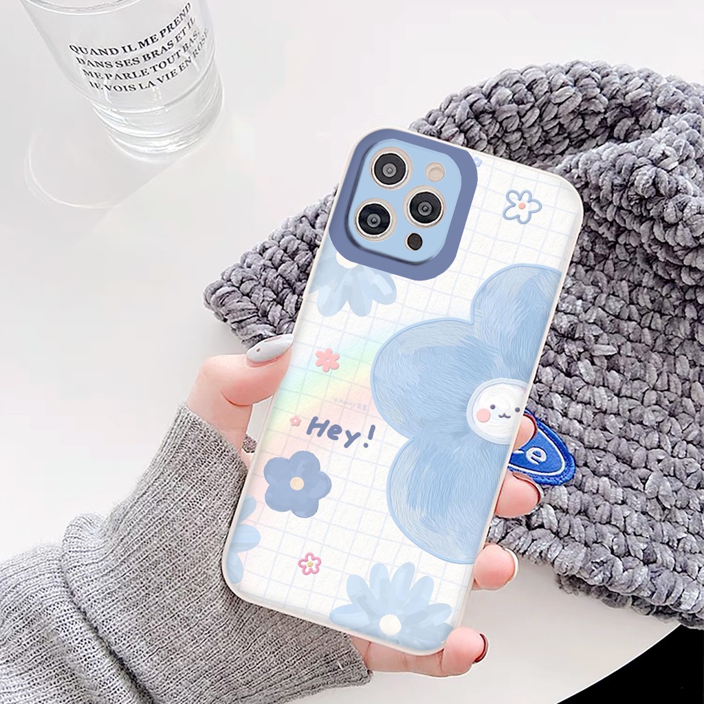 Ốp iphone - Ốp lưng iphone cạnh vuông hình hoa xanh dương dành cho ip 6 đến 14promax - ng216