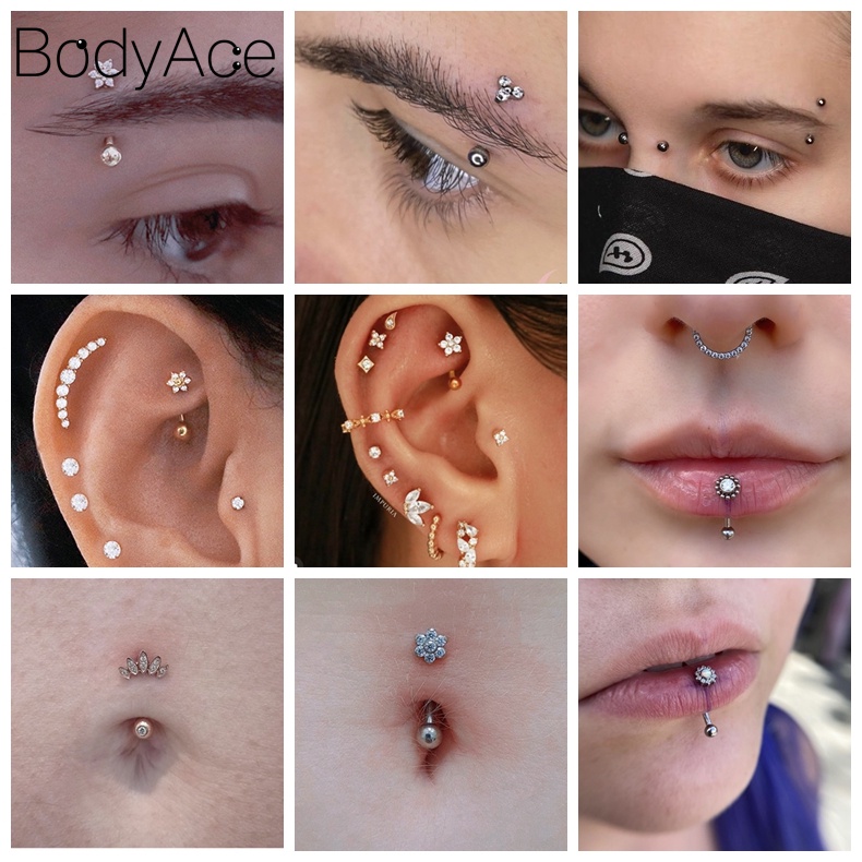 1 Khuyên Xỏ Lông Mày / Môi / Môi Bằng Thép Không Gỉ Hình Hoa / Người Ngoài Hành Tinh Helix Rook