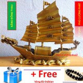 Thuyền buồm bằng đồng thau Phú Cường Phát nặng 2200g dài 28cm cao 31cm