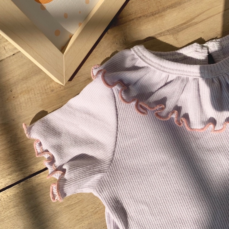 Body chip cổ bèo vải cotton gân siêu mềm mại cho bé