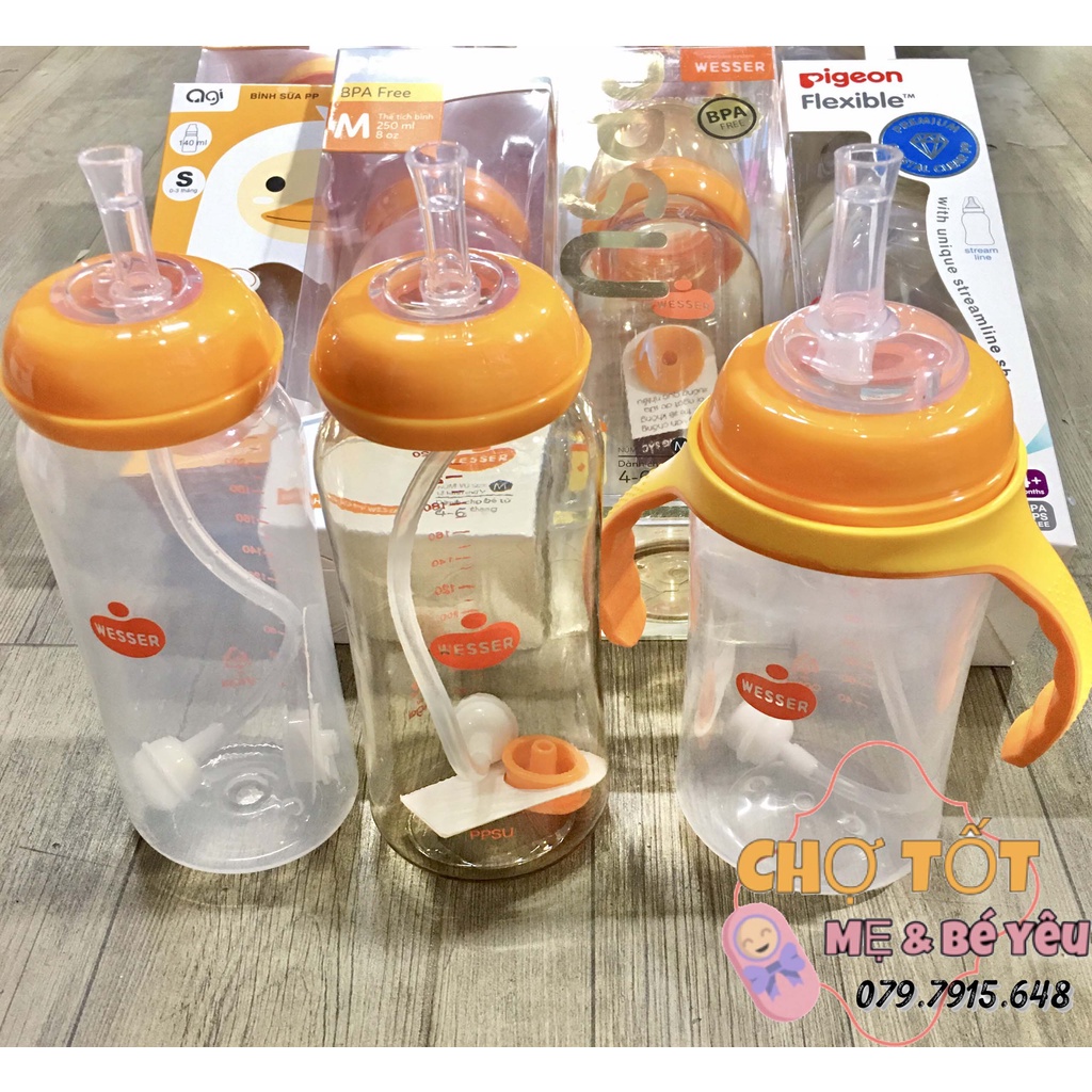 Ống Hút Thay Thế Bình Sữa Cổ Hẹp Có Van Chống Sắc Hút Mọi Tư Thế Cổ Rộng