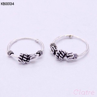 Khuyên bạc hai vòng xoắn ở giữa _ kb00134