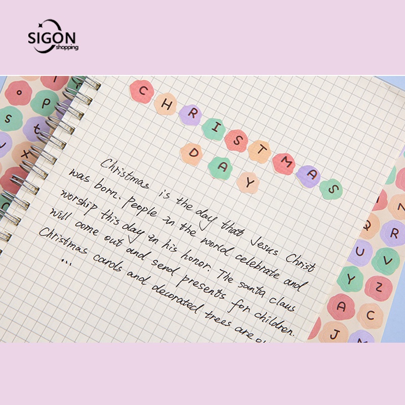 Stick Chữ Hinh Dan Chữ Miếng Dán Ghi Chú Hình Tròn In Chữ Tiếng Anh Độc Đáo Trang Trí DIY