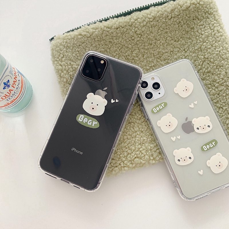 Ốp lưng iphone Ốp điện thoại bằng nhựa mềm trong suốt họa tiết gấu cho IPHONE 11PRO/XSMAX/XR/8PLUS 1 Dinuo case