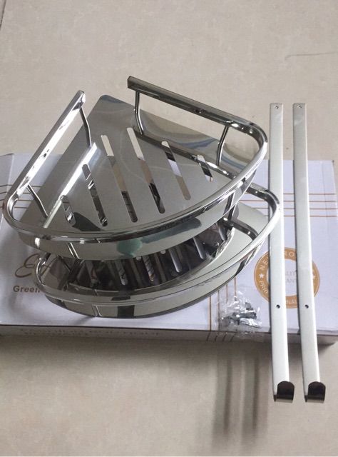 Kệ góc nhà tắm,  giá để đồ nhà tắm INOX 304 cao cấp có móc