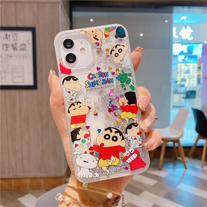 Doraemon Ốp Điện Thoại Mềm Nén Khí Chống Rơi Hình Cậu Bé Bút Chì Cho iPhone 13 12 11 Pro Max XS XR X 8 7 Plus + SE 2020