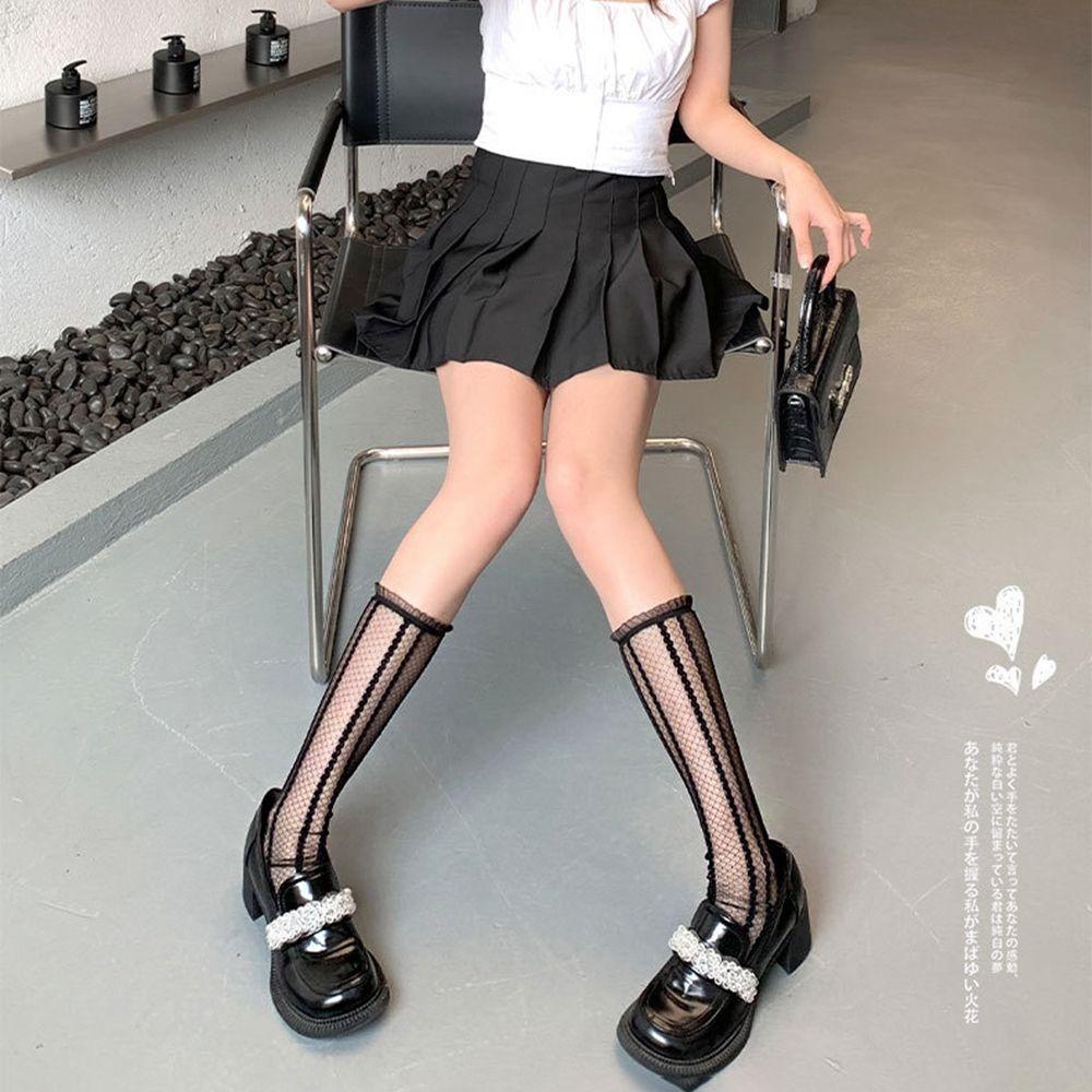 AROMA Vớ Lưới Dài Co Giãn Phong Cách Lolita Ngọt Ngào Cho Nữ