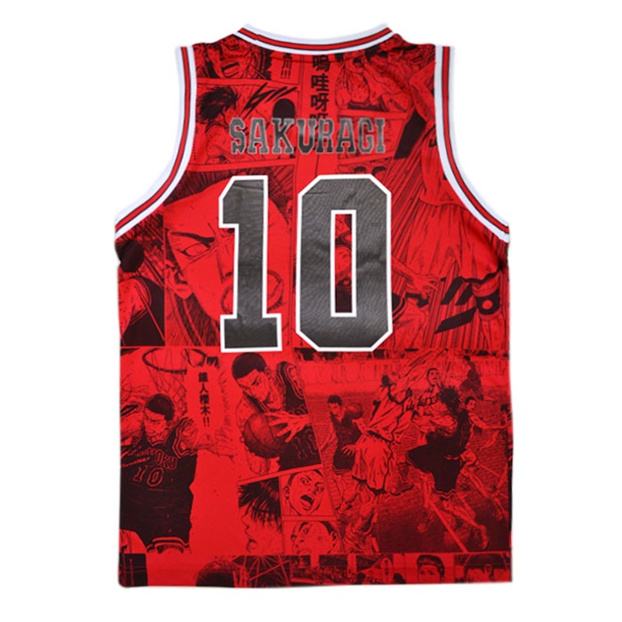 Bộ Đồ Bóng Rổ Áo Sát Nách Phối Quần Short Họa Tiết Slam Dunk Số 10 Hanamichi Sakuragi Cá Tính